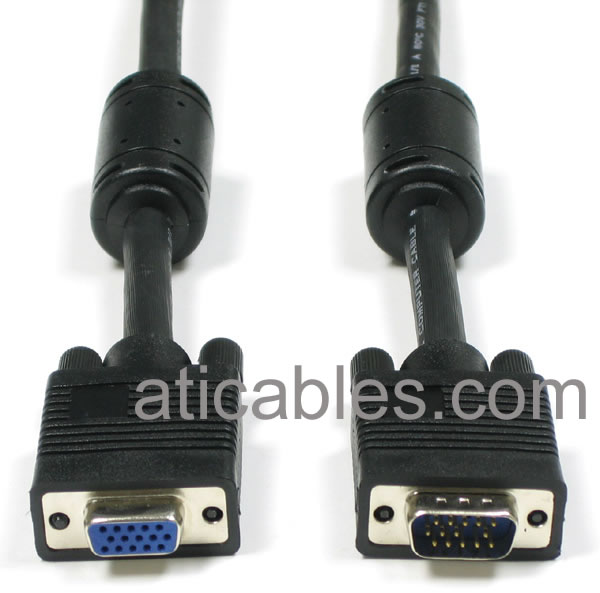SVGA Super VGA Male/Female Monitor Extension Cable CL2 Rated (For In-Wall Installation) Cable w/ ferrites